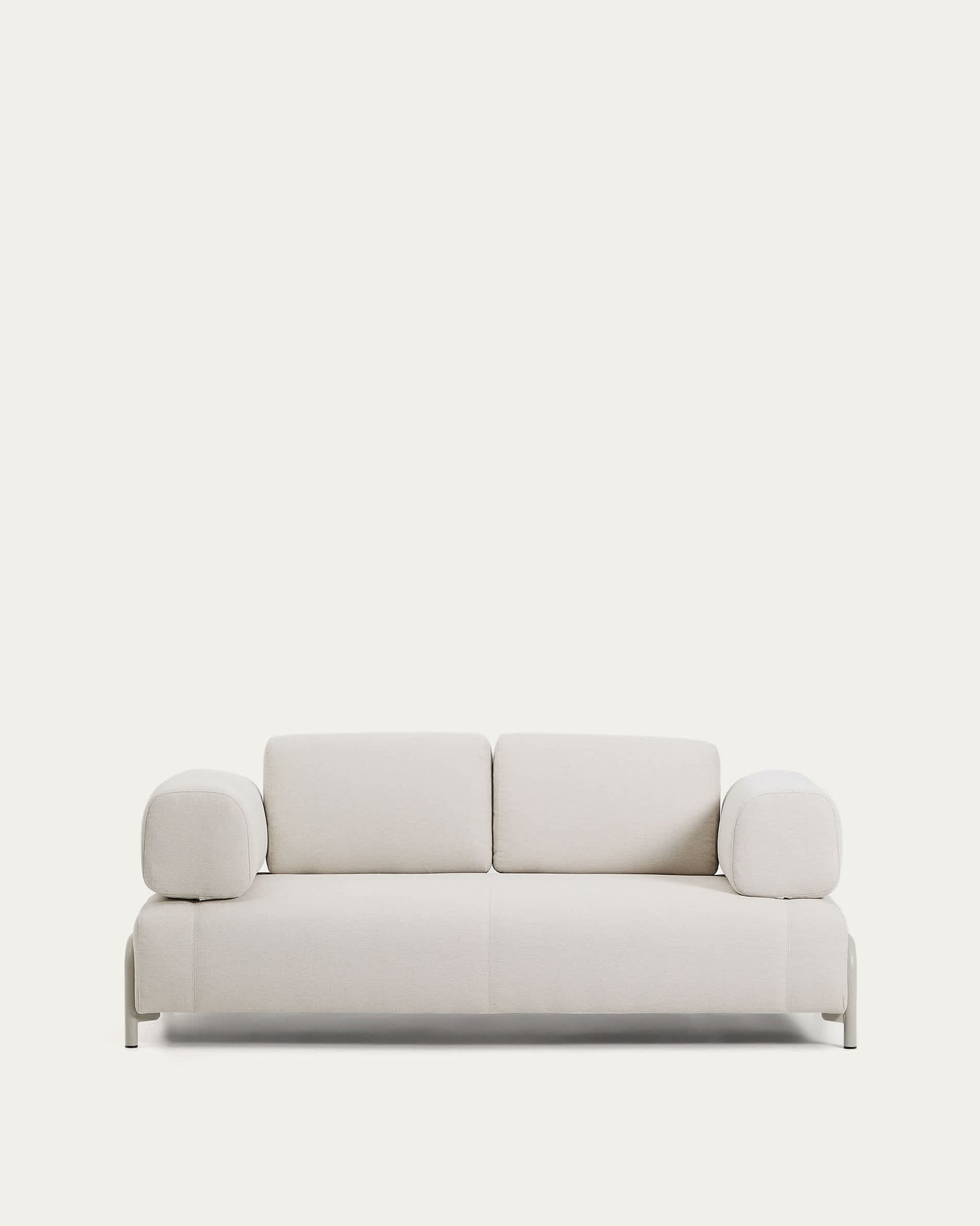 Divano Compo 2 posti in ciniglia écru e struttura in metallo beige 200 cm
