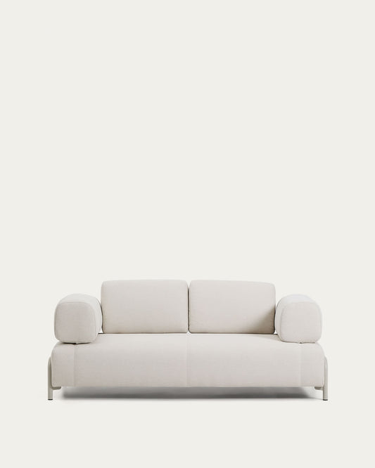 Divano Compo 2 posti in ciniglia écru e struttura in metallo beige 200 cm