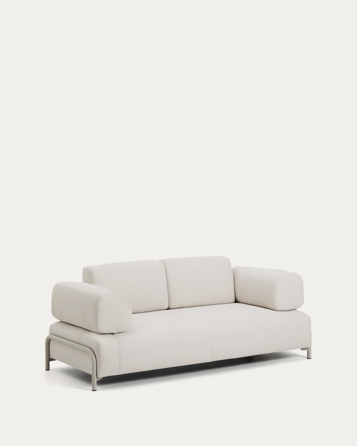 Divano Compo 2 posti in ciniglia écru e struttura in metallo beige 200 cm
