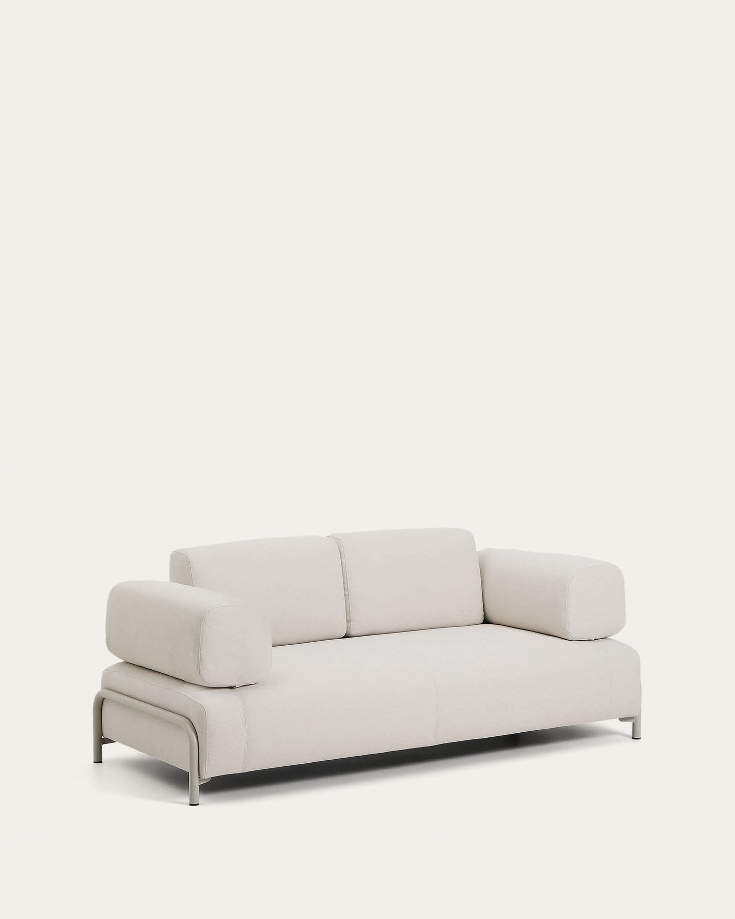 Divano Compo 2 posti in ciniglia écru e struttura in metallo beige 200 cm