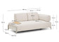 Divano Compo 2 posti in ciniglia écru, vassoio piccolo con impiallacciatura in rovere e struttura in metallo beige 200 cm