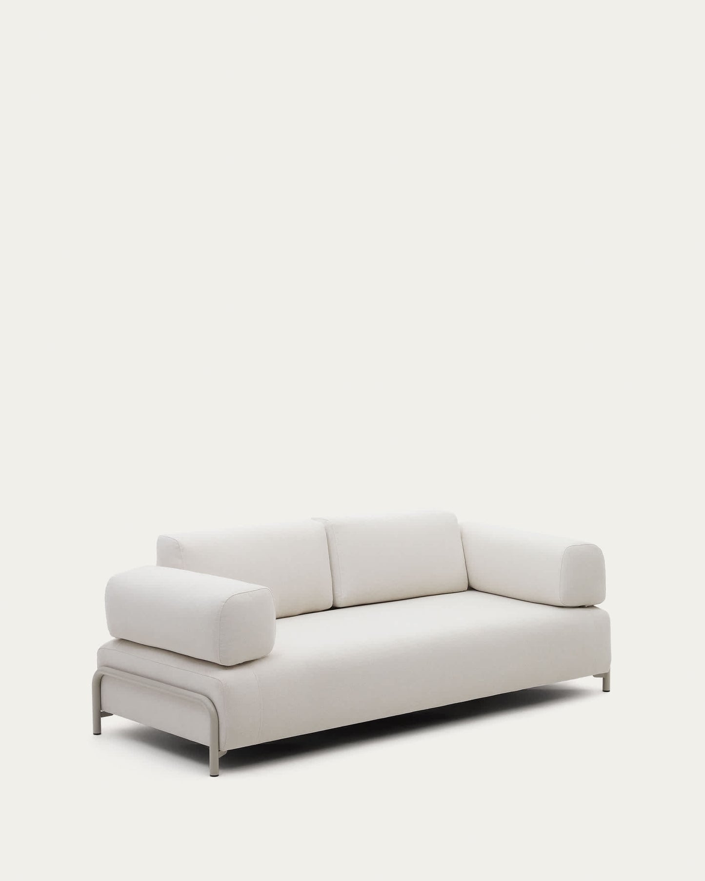 Divano Compo 3 posti in ciniglia beige e telaio metallico beige 232 cm