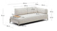 Divano Compo 3 posti ciniglia beige, vassoio piccolo impiallacciatura di rovere e telaio beige 232cm