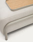 Divano Compo 3 posti ciniglia beige, vassoio piccolo impiallacciatura di rovere e telaio beige 232cm