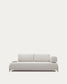Divano Compo 3 posti ciniglia beige, vassoio piccolo impiallacciatura di rovere e telaio beige 232cm