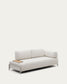 Divano Compo 3 posti ciniglia beige, vassoio piccolo impiallacciatura di rovere e telaio beige 232cm