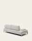Divano Compo 3 posti ciniglia beige, vassoio piccolo impiallacciatura di rovere e telaio beige 232cm