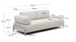 Divano Compo 3 posti ciniglia beige, vassoio grande impiallacciatura di rovere e telaio di metallo beige 232cm