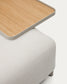 Divano Compo 3 posti ciniglia beige, vassoio grande impiallacciatura di rovere e telaio di metallo beige 232cm
