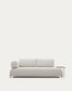 Divano Compo 3 posti ciniglia beige, vassoio grande impiallacciatura di rovere e telaio di metallo beige 232cm