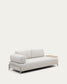 Divano Compo 3 posti ciniglia beige, vassoio grande impiallacciatura di rovere e telaio di metallo beige 232cm