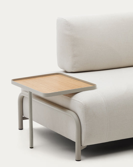 Vassoio grande Compo impiallacciato in rovere con finitura naturale e telaio metallico beige