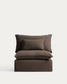 Poltrona sfoderabile Anarela in 100% lino tortora 110 cm FSC Mix Credit