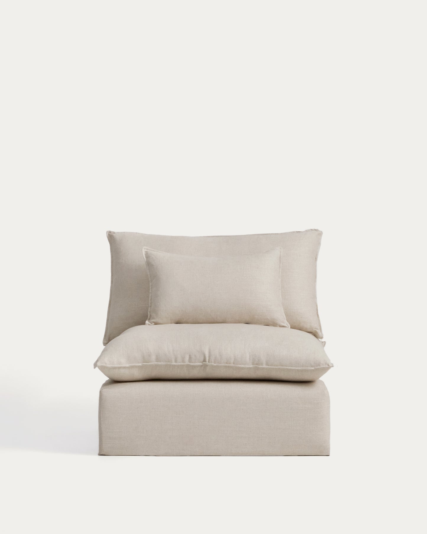 Poltrona sfoderabile Anarela in lino e viscosa beige 110 cm