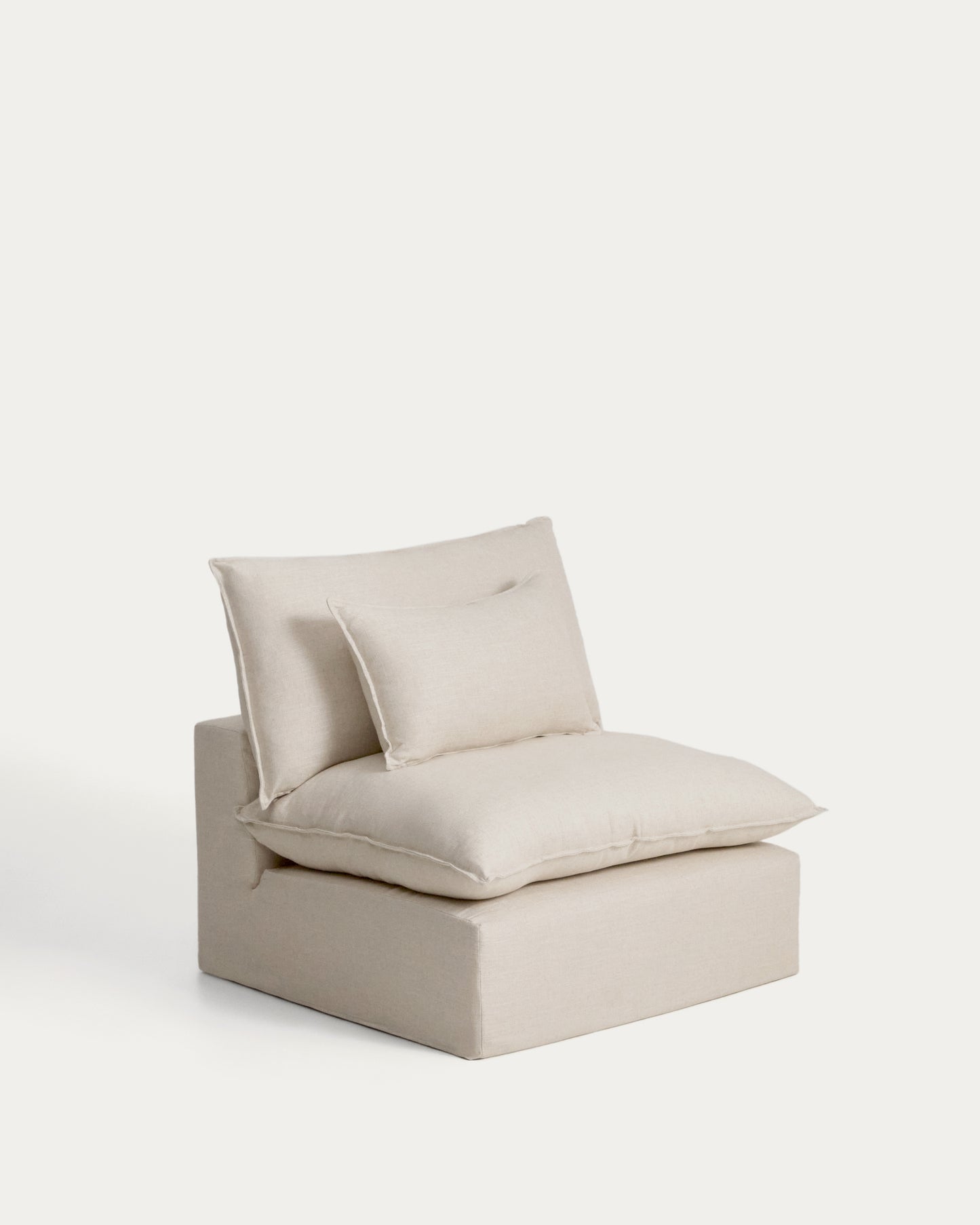 Poltrona sfoderabile Anarela in lino e viscosa beige 110 cm