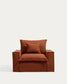 Poltrona sfoderabile Anarela in 100% lino terracotta 130 cm FSC Mix Credit