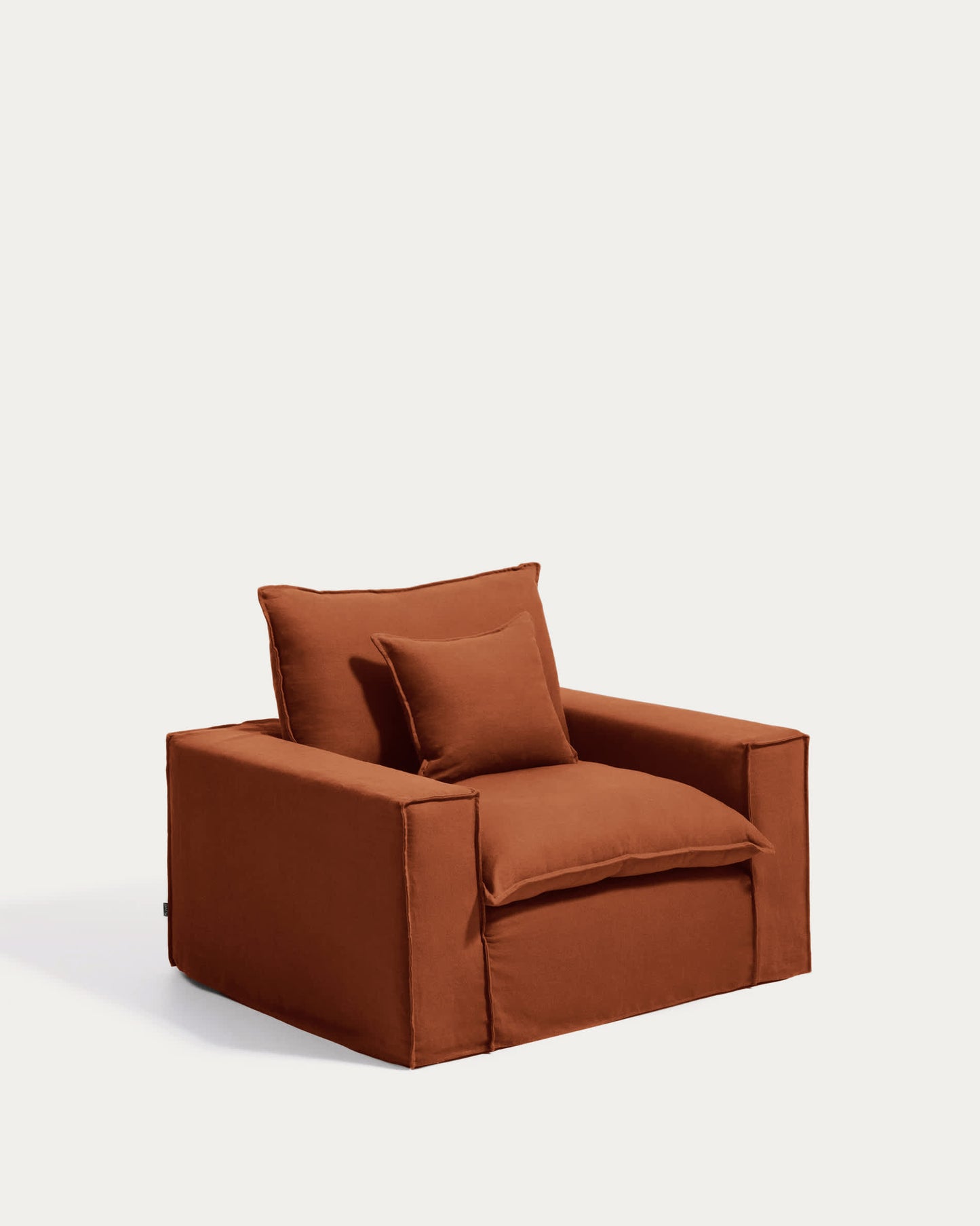 Poltrona sfoderabile Anarela in 100% lino terracotta 130 cm FSC Mix Credit