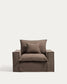 Poltrona sfoderabile Anarela in 100% lino tortora 130 cm FSC Mix Credit