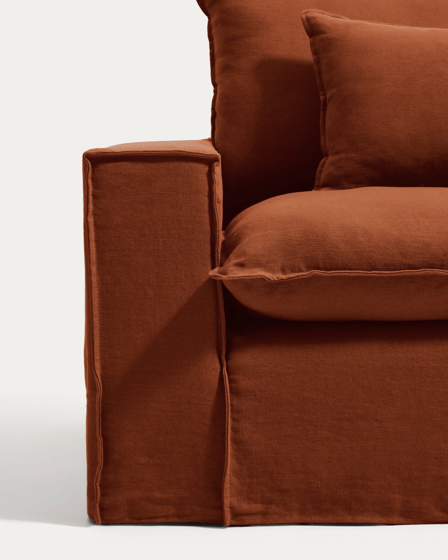 Poltrona sfoderabile Anarela in 100% lino terracotta 150 cm FSC Mix Credit