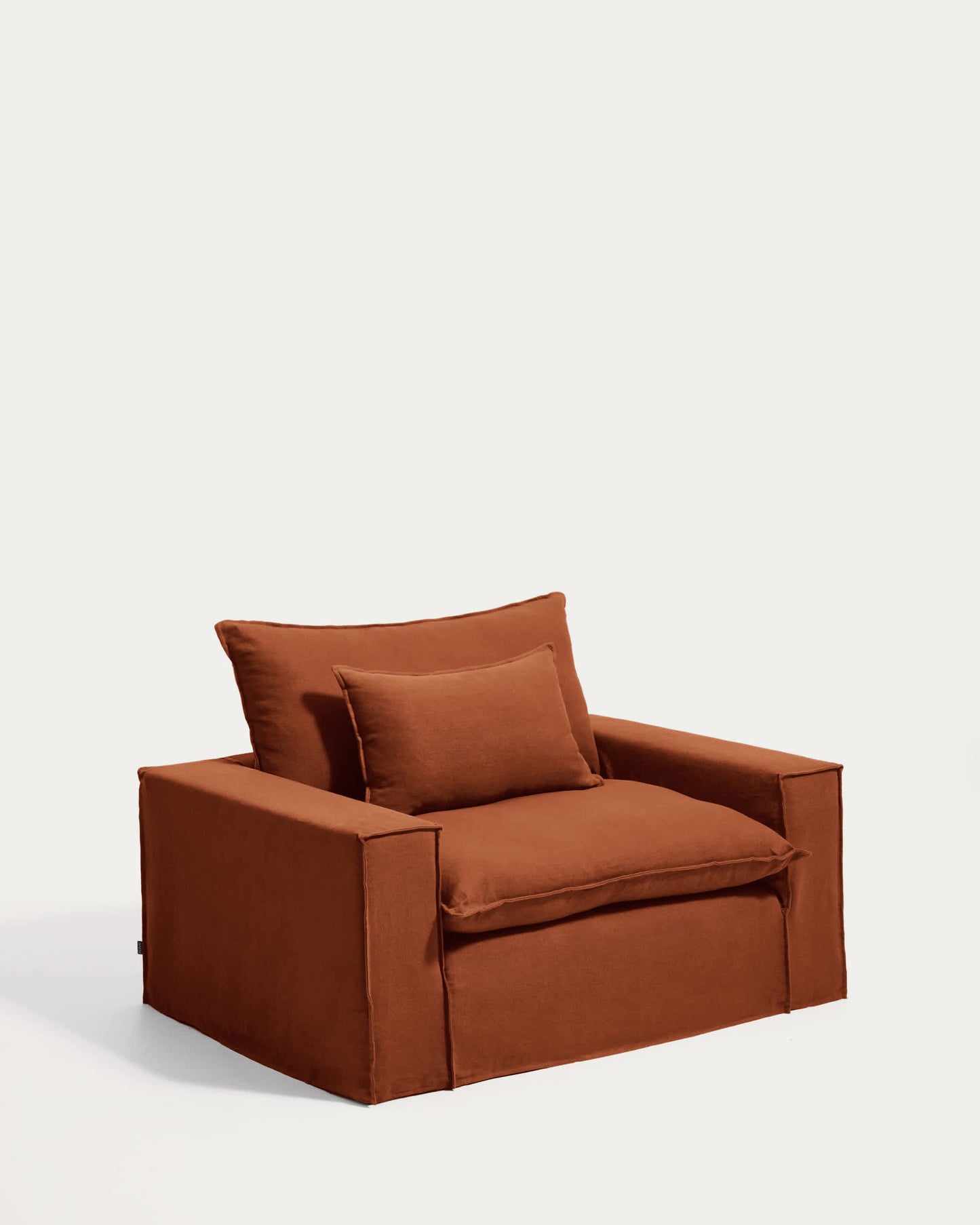 Poltrona sfoderabile Anarela in 100% lino terracotta 150 cm FSC Mix Credit