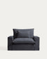 Poltrona sfoderabile Anarela in lino e viscosa grigio scuro 150 cm FSC Mix Credit