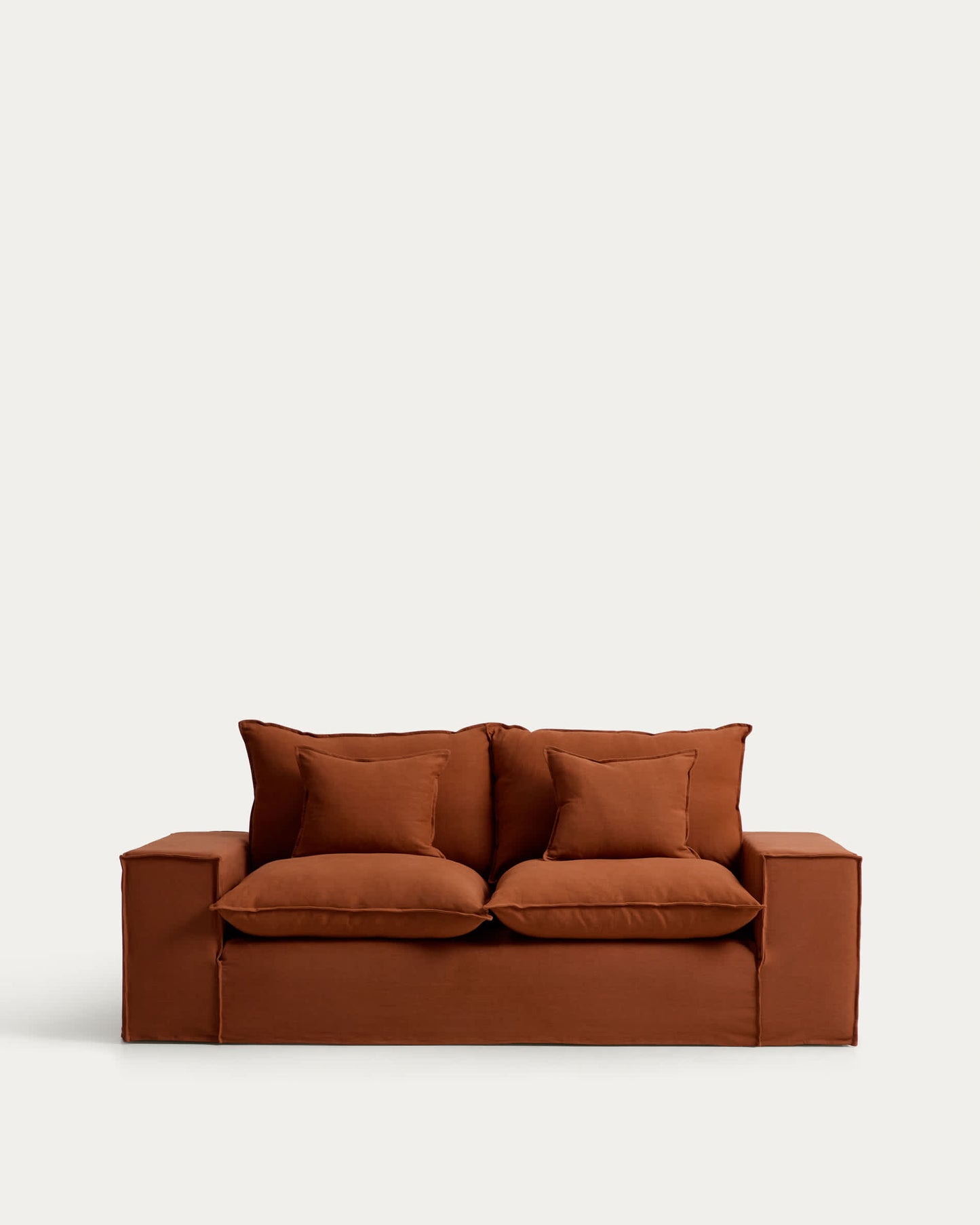 Divano sfoderabile Anarela 2 posti in 100% lino color terracotta 240 cm FSC Mix Credit
