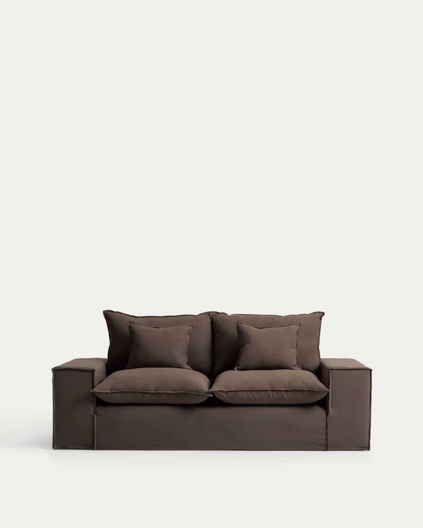 Divano sfoderabile Anarela 2 posti in 100% lino tortora 240 cm FSC Mix Credit