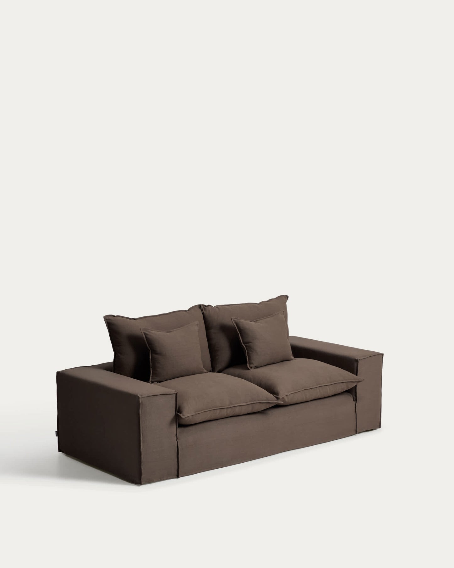 Divano sfoderabile Anarela 2 posti in 100% lino tortora 240 cm FSC Mix Credit