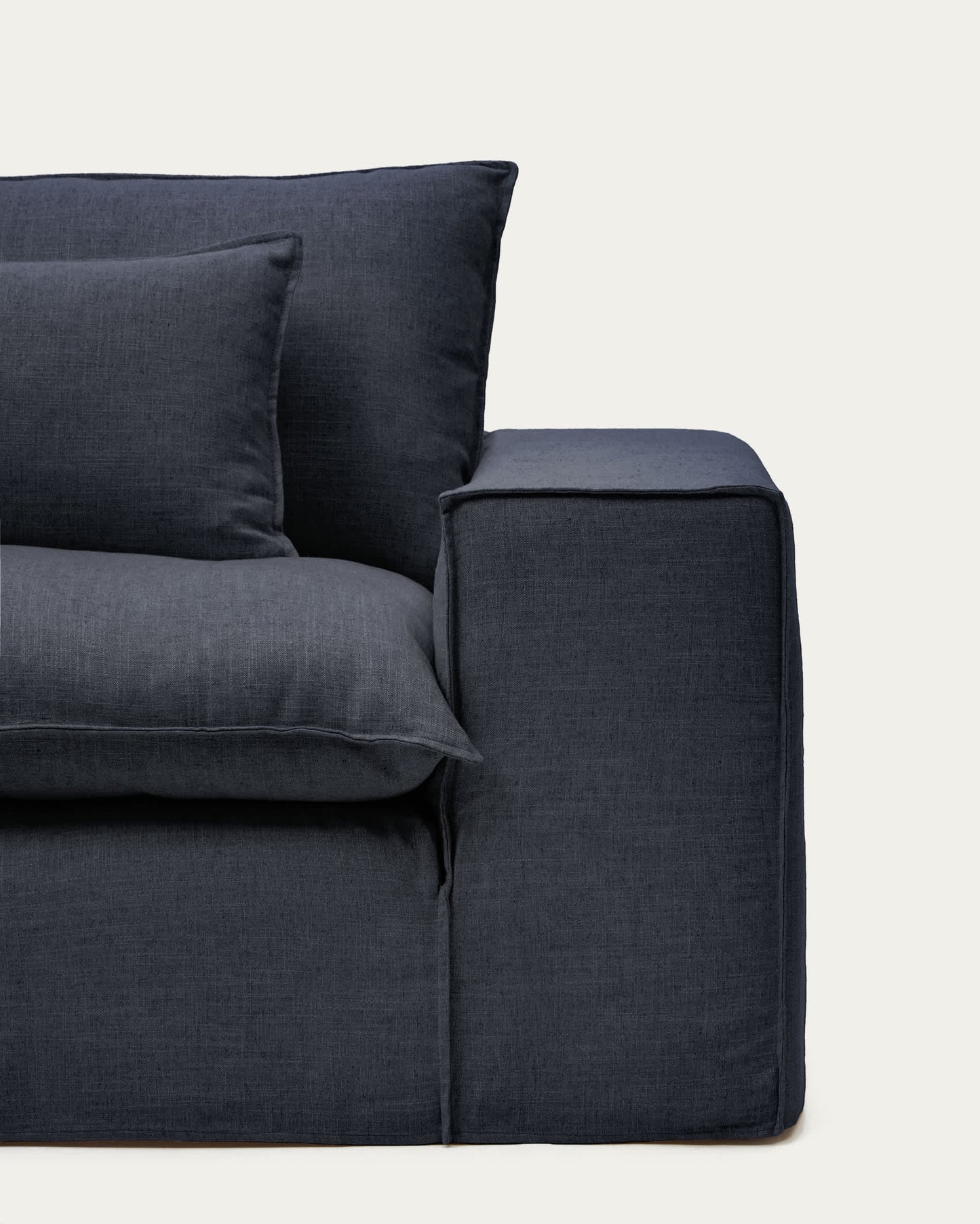 Divano sfoderabile Anarela 2 posti in lino e viscosa grigio scuro 240 cm FSC Mix Credit
