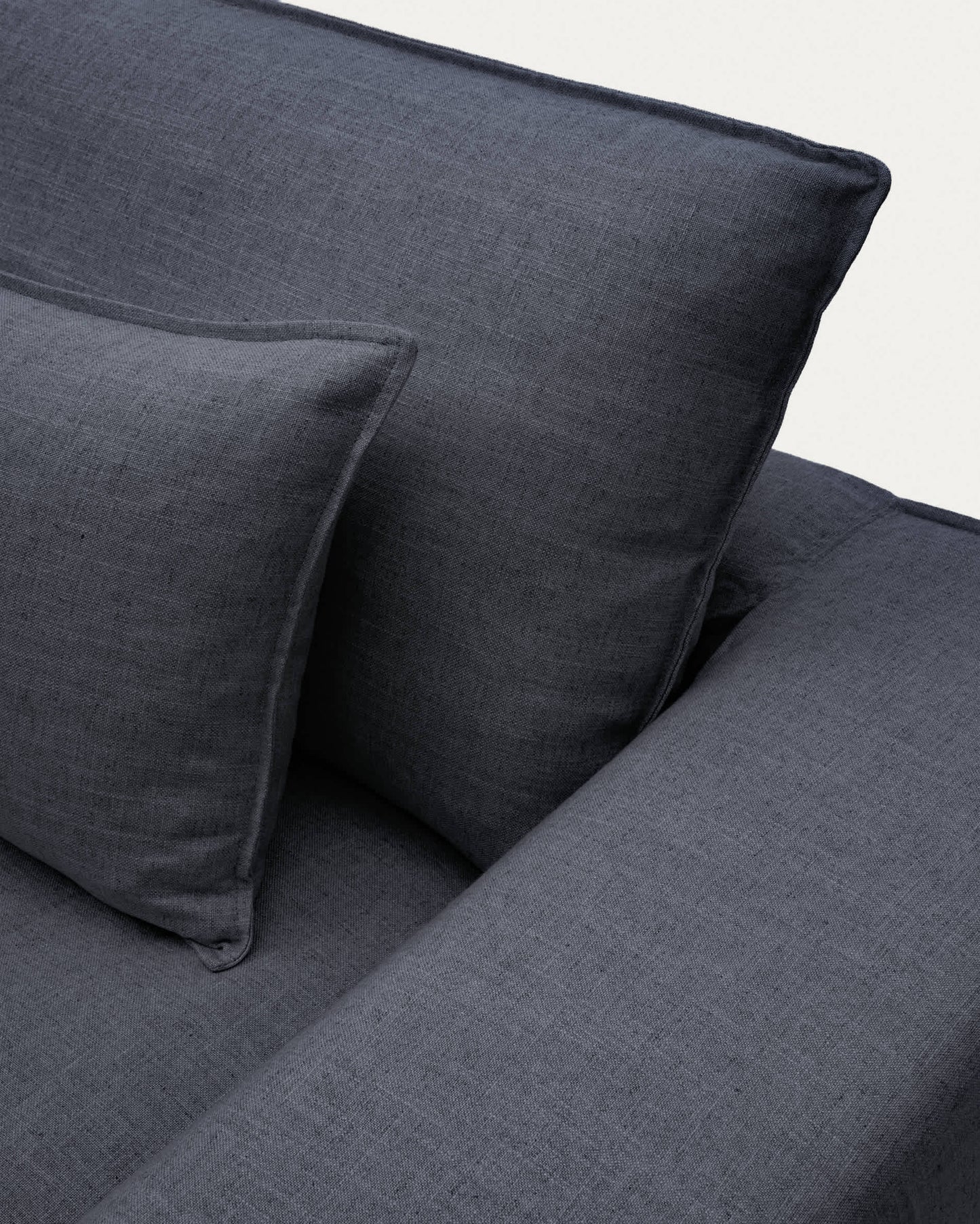 Divano sfoderabile Anarela 2 posti in lino e viscosa grigio scuro 240 cm FSC Mix Credit