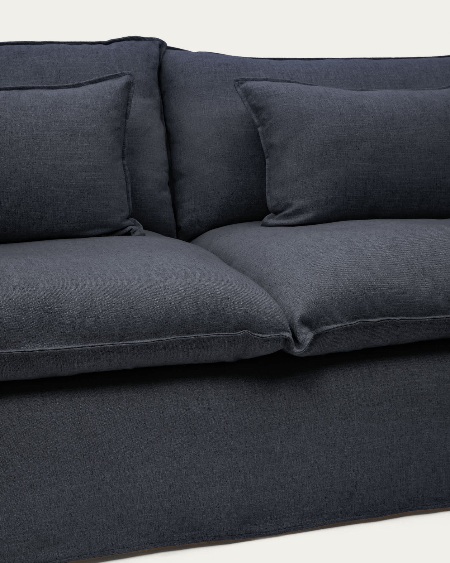 Divano sfoderabile Anarela 2 posti in lino e viscosa grigio scuro 240 cm FSC Mix Credit