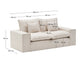 Divano sfoderabile Anarela 2 posti con cuscini di lino beige 240 cm