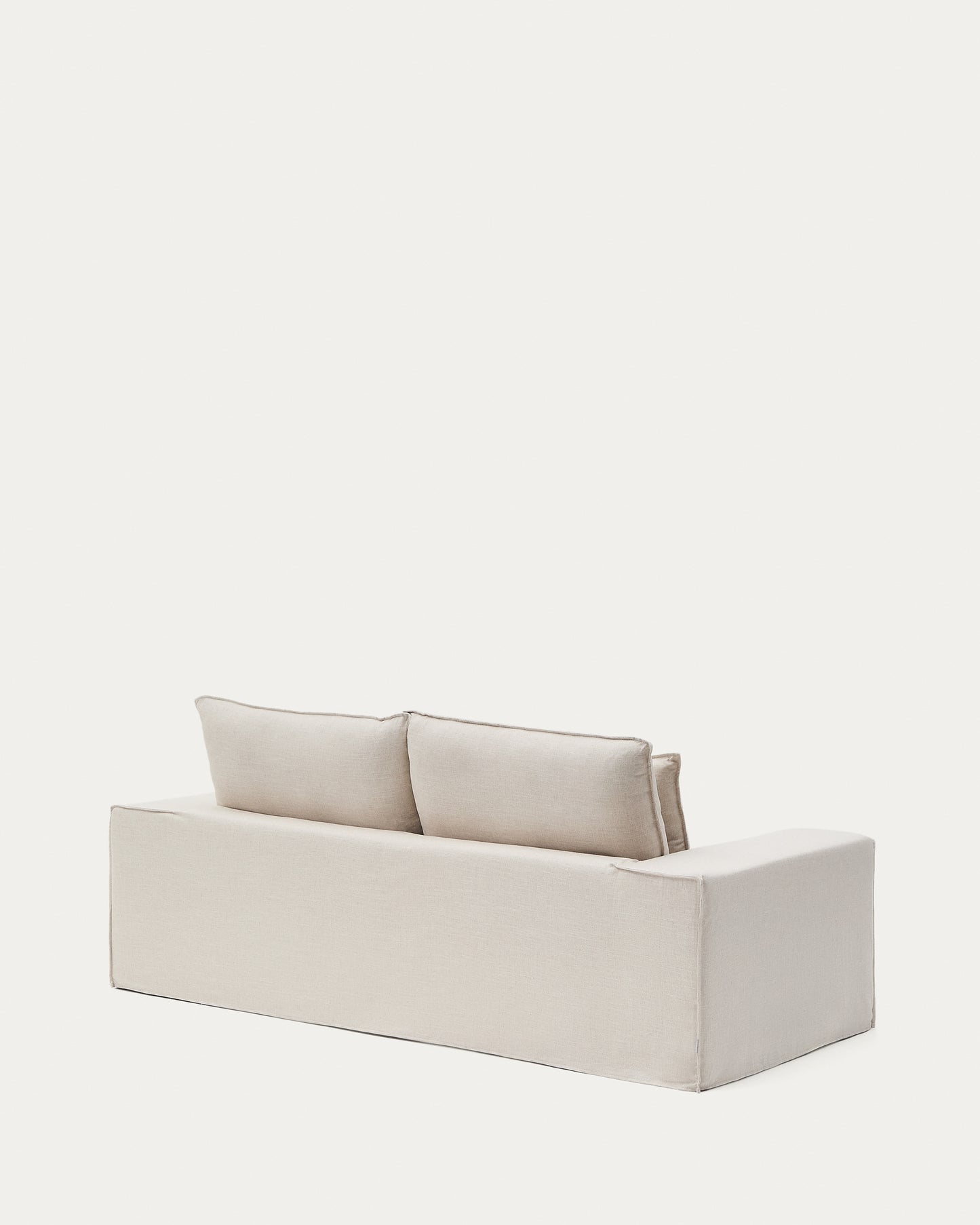 Divano sfoderabile Anarela 2 posti con cuscini di lino beige 240 cm