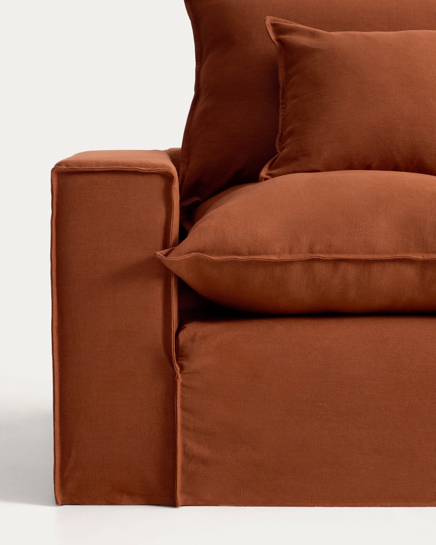 Divano sfoderabile Anarela 2 posti in 100% lino color terracotta 220 cm FSC Mix Credit