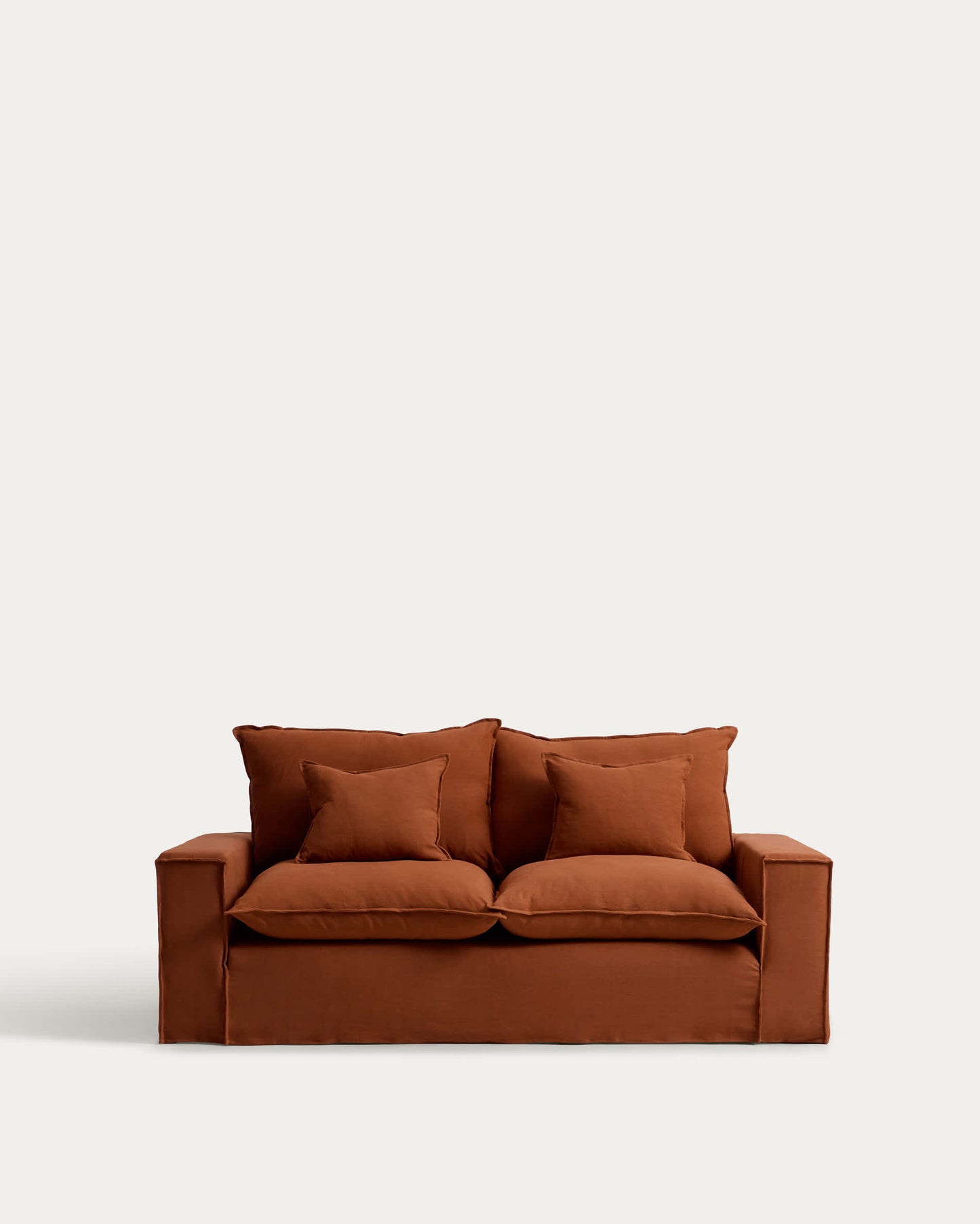 Divano sfoderabile Anarela 2 posti in 100% lino color terracotta 220 cm FSC Mix Credit