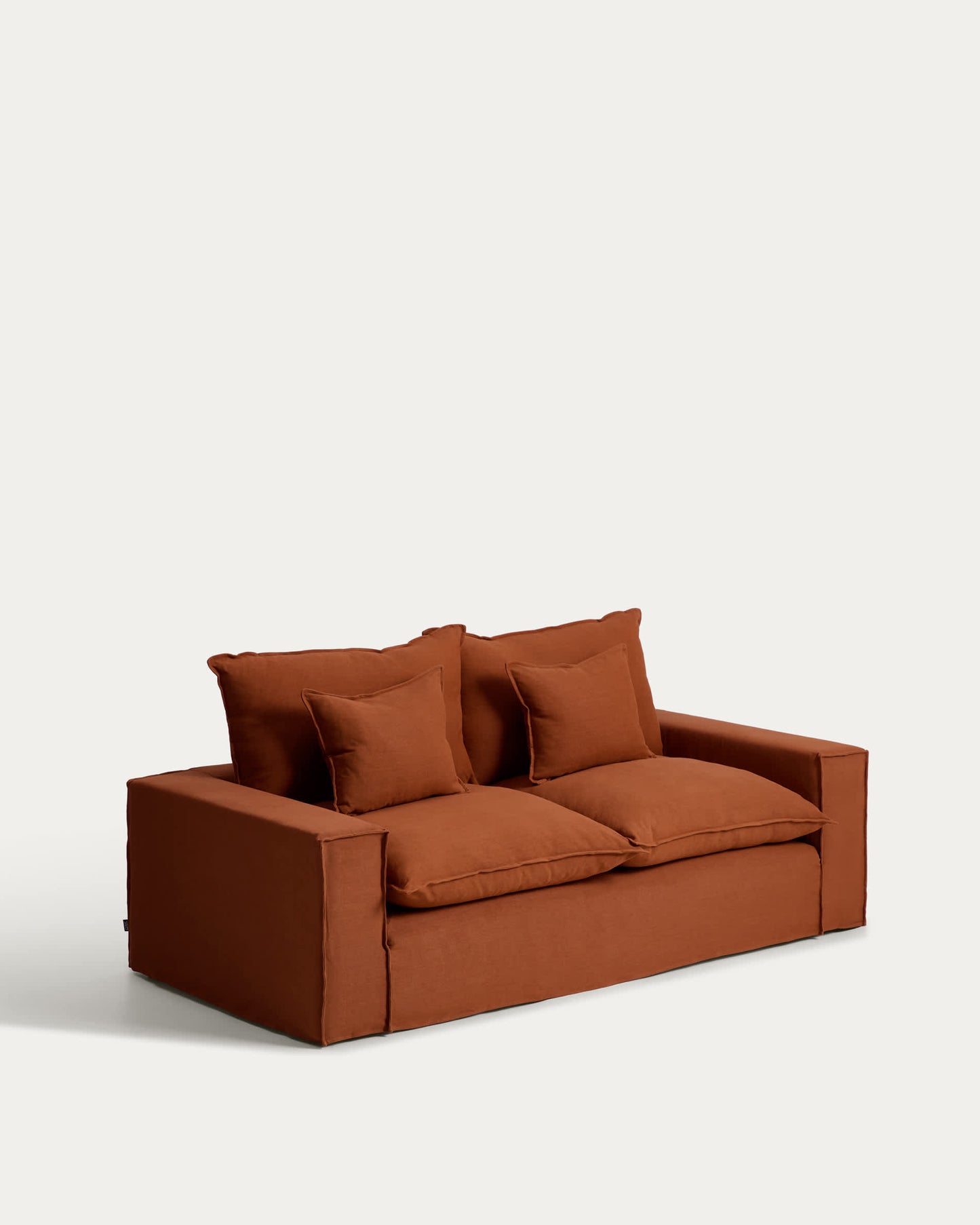 Divano sfoderabile Anarela 2 posti in 100% lino color terracotta 220 cm FSC Mix Credit