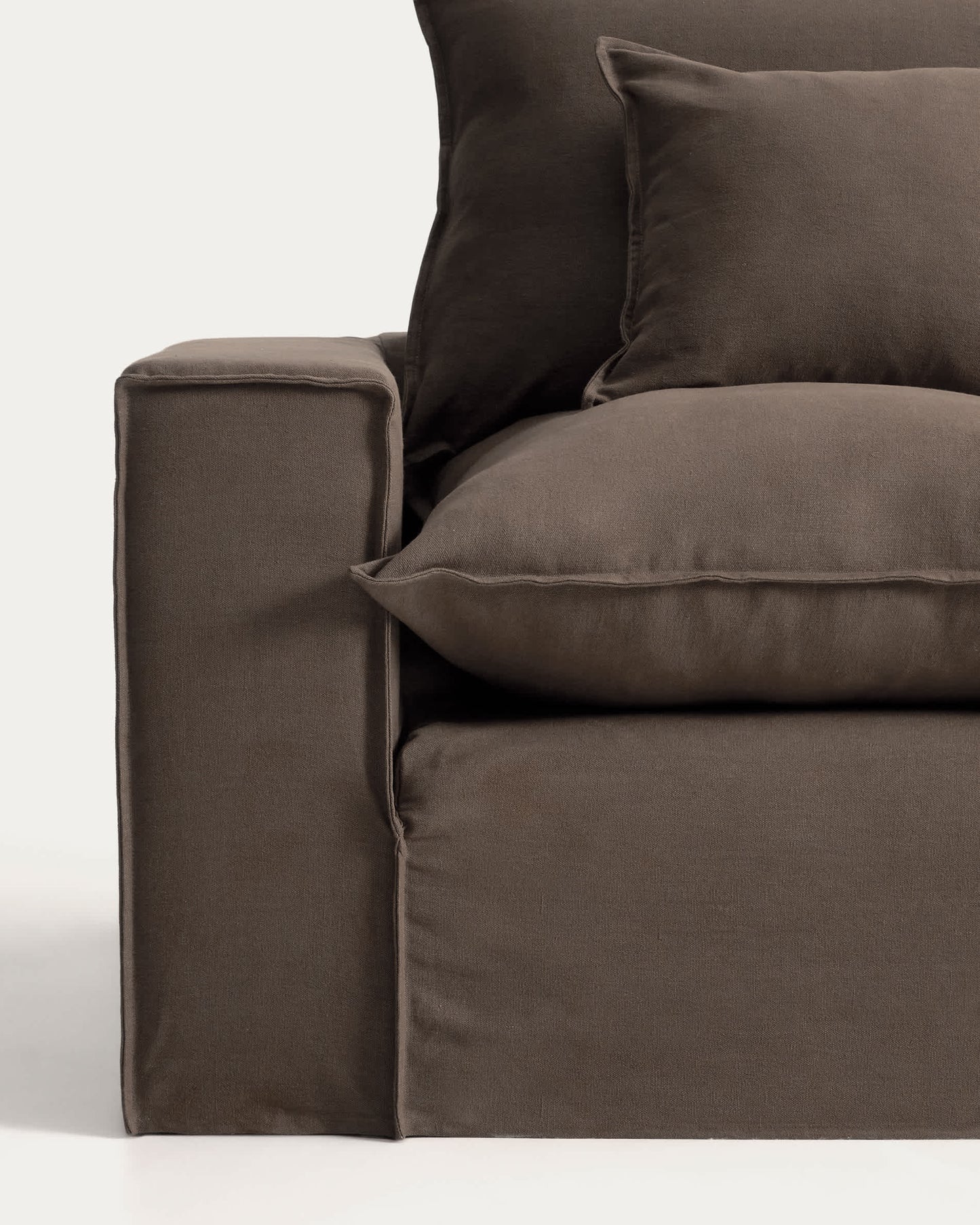 Divano sfoderabile Anarela 2 posti in 100% lino tortora 220 cm FSC Mix Credit