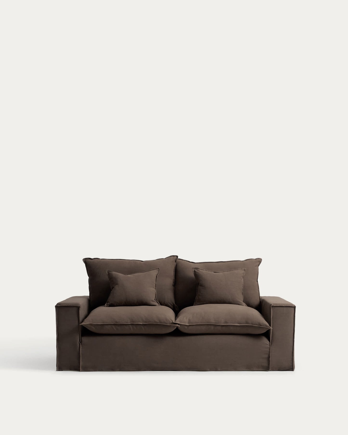 Divano sfoderabile Anarela 2 posti in 100% lino tortora 220 cm FSC Mix Credit