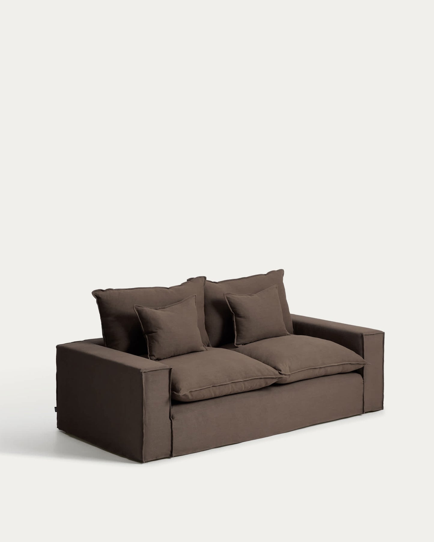 Divano sfoderabile Anarela 2 posti in 100% lino tortora 220 cm FSC Mix Credit