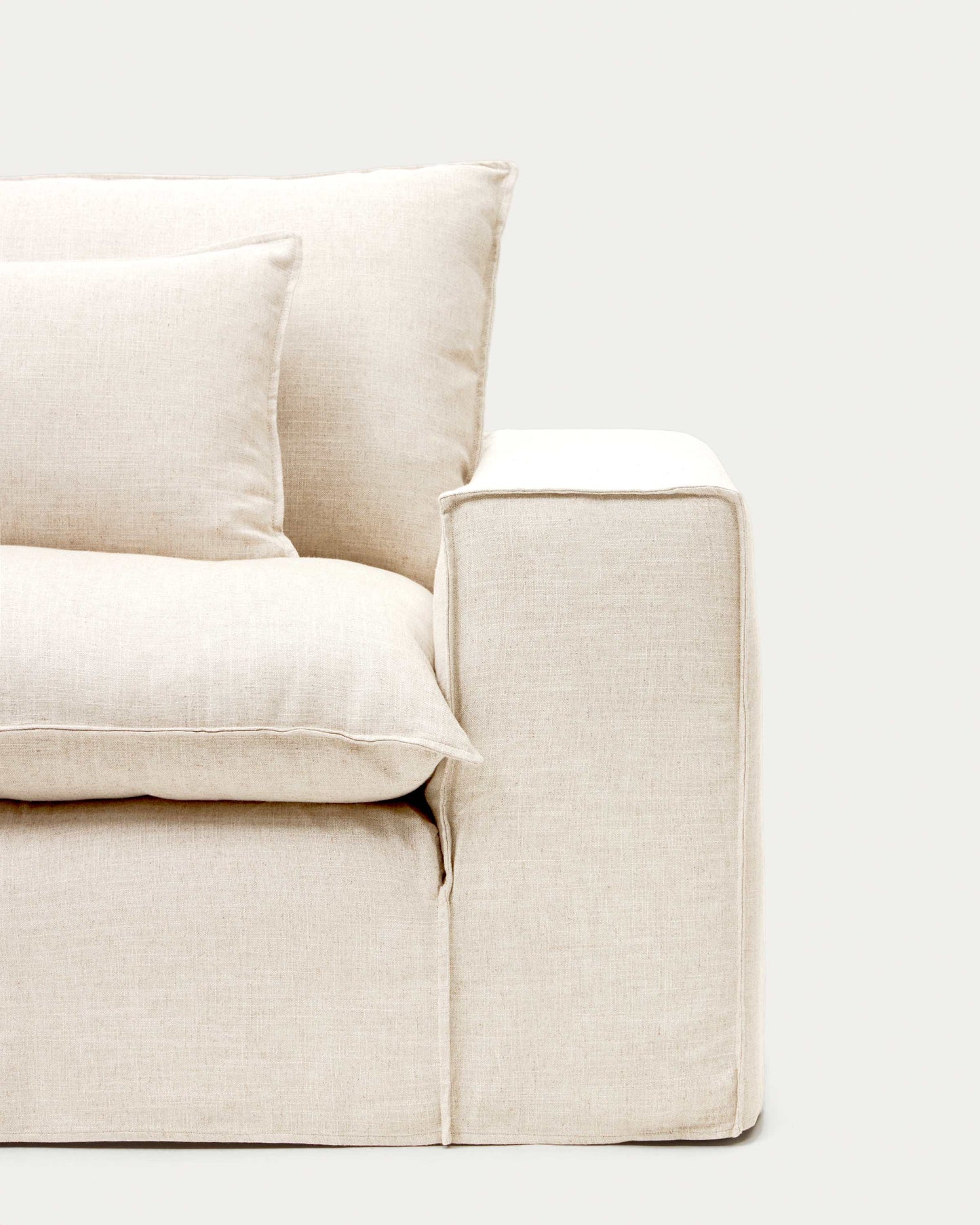 Divano sfoderabile Anarela 2 posti in lino e viscosa beige 220 cm FSC Mix Credit