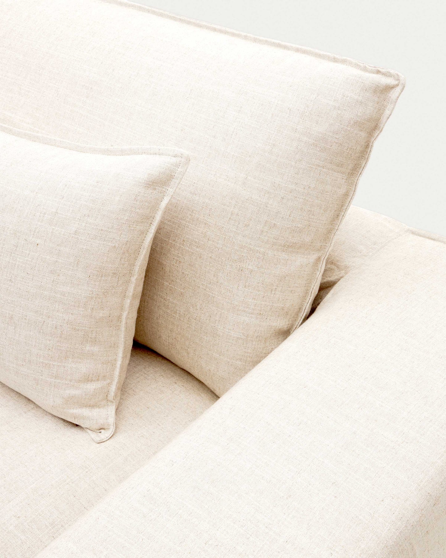 Divano sfoderabile Anarela 2 posti in lino e viscosa beige 220 cm FSC Mix Credit