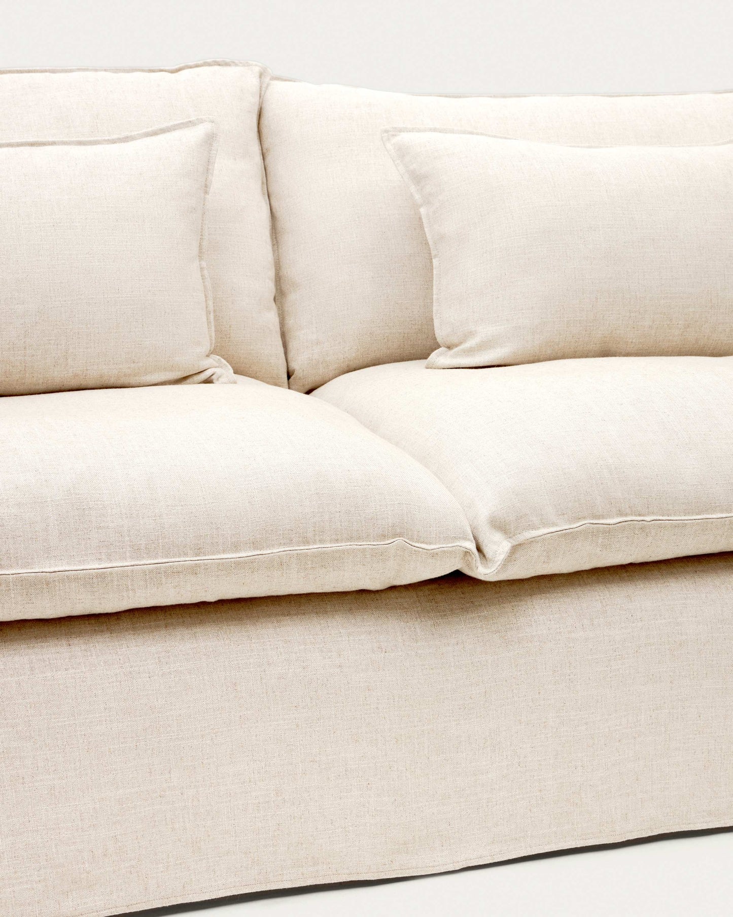 Divano sfoderabile Anarela 2 posti in lino e viscosa beige 220 cm FSC Mix Credit