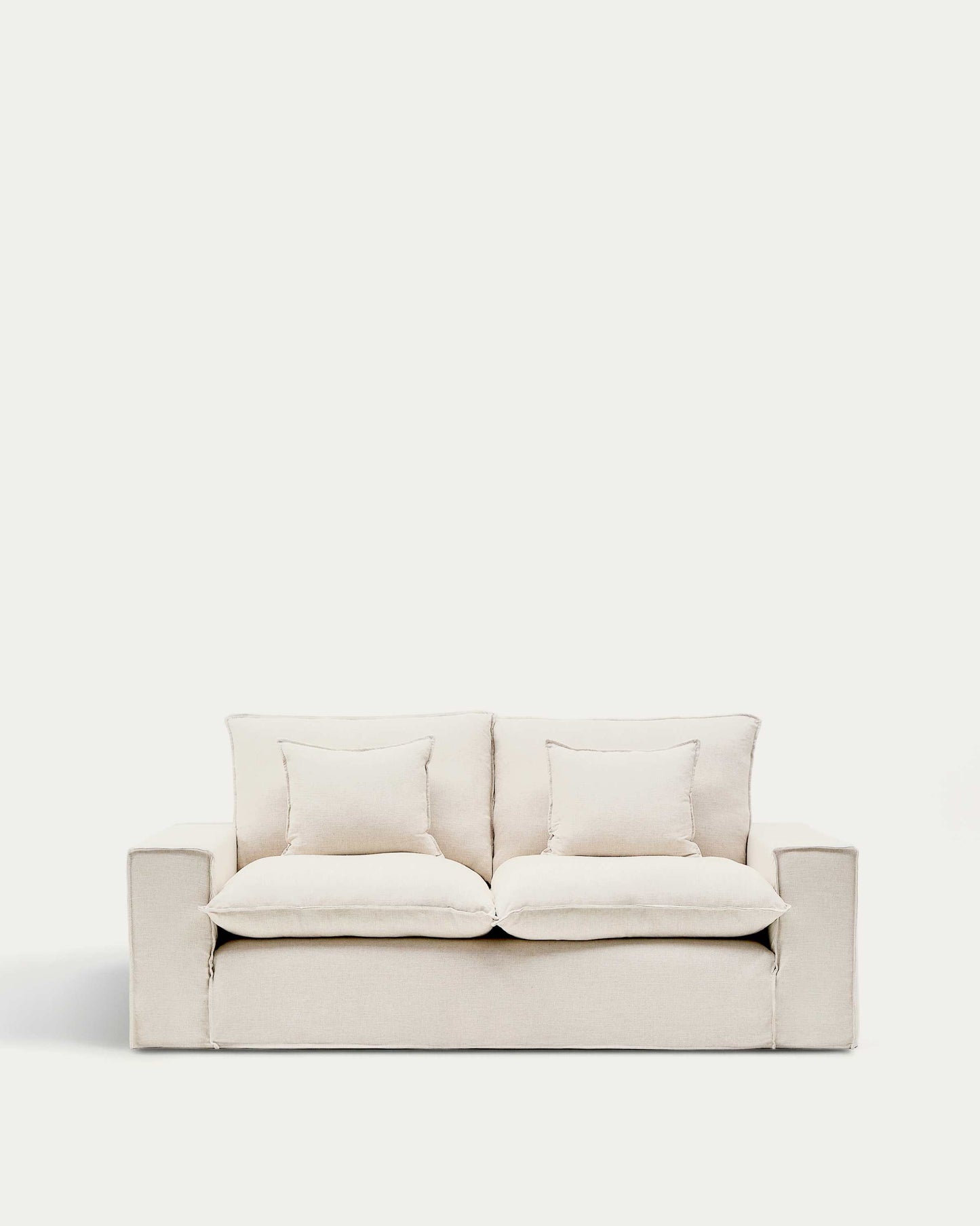 Divano sfoderabile Anarela 2 posti in lino e viscosa beige 220 cm FSC Mix Credit