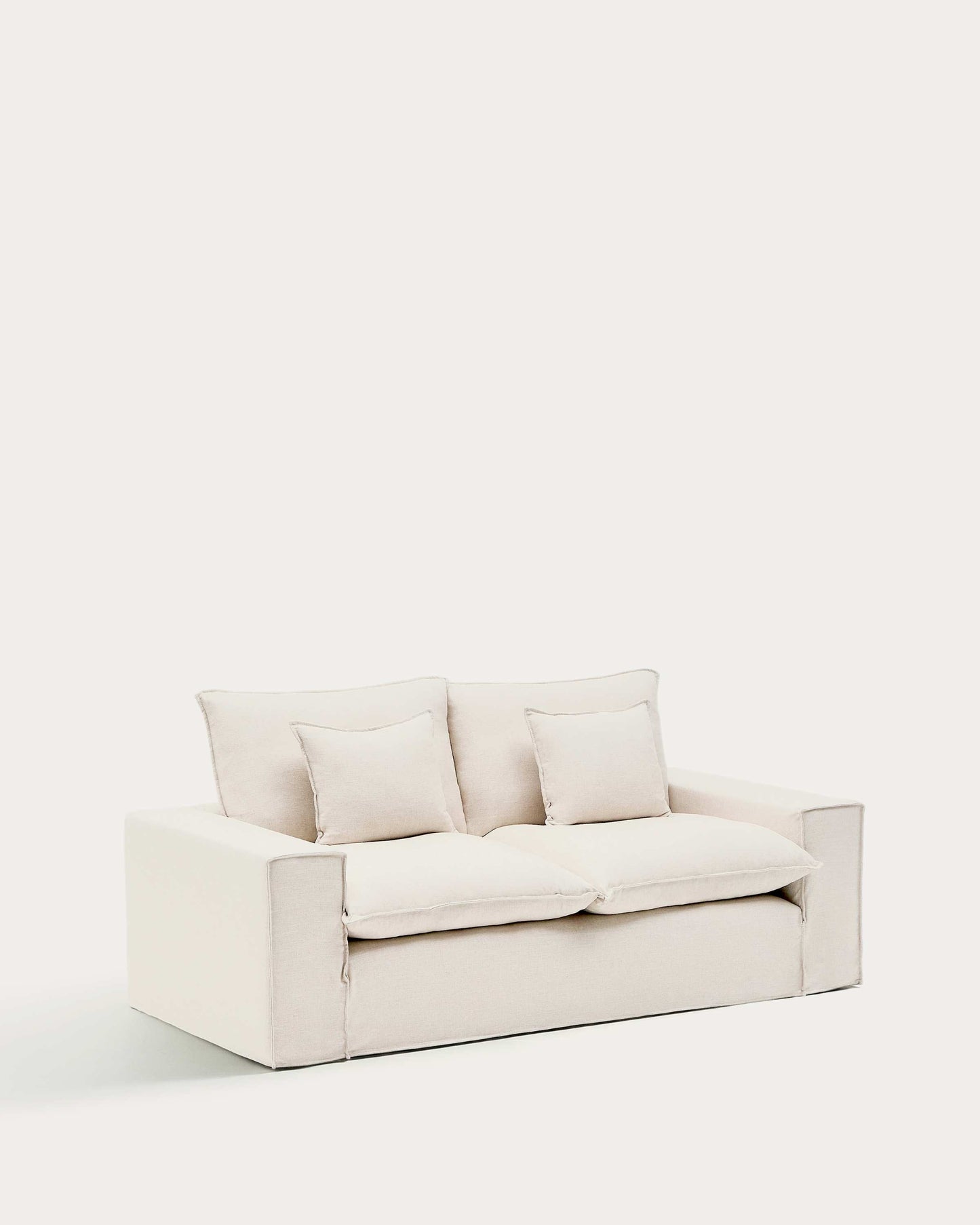 Divano sfoderabile Anarela 2 posti in lino e viscosa beige 220 cm FSC Mix Credit
