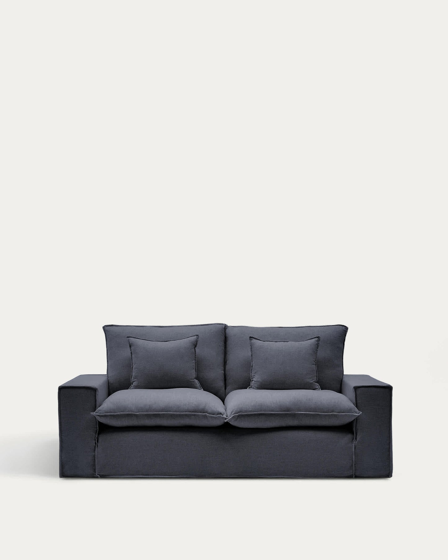 Divano sfoderabile Anarela 2 posti in lino e viscosa grigio scuro 220 cm FSC Mix Credit