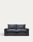 Divano sfoderabile Anarela 2 posti in lino e viscosa grigio scuro 220 cm FSC Mix Credit
