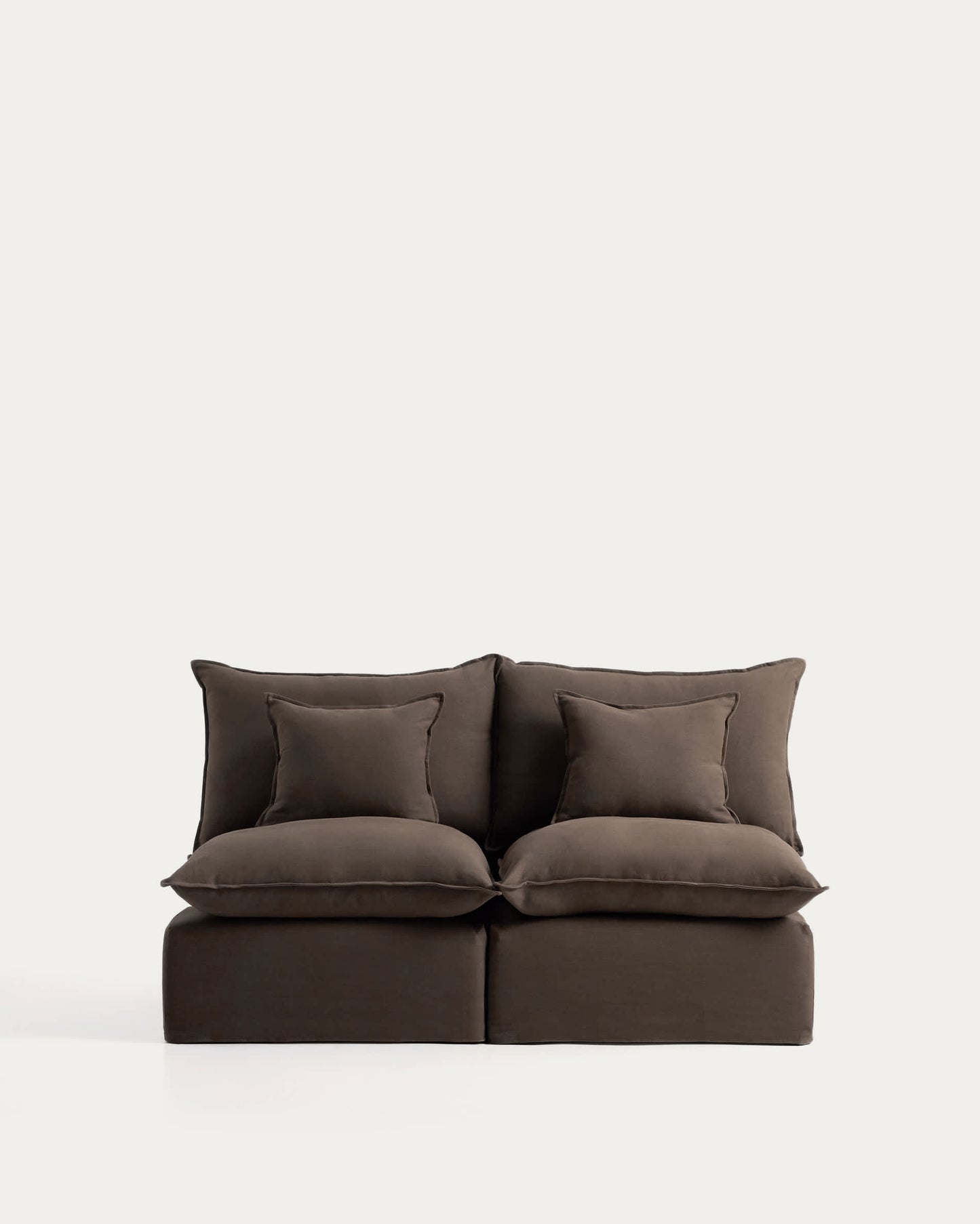 Divano modulare sfoderabile Anarela 2 posti in 100% lino tortora 180 cm FSC Mix Credit
