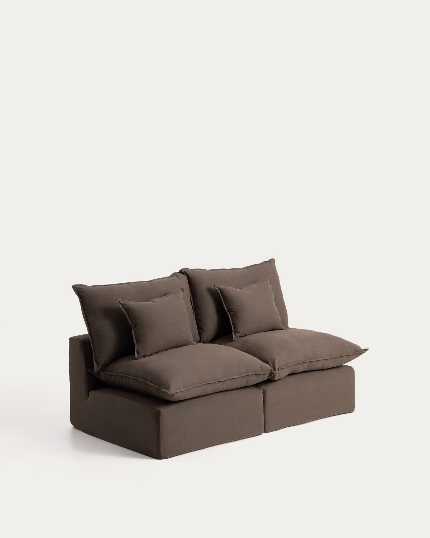 Divano modulare sfoderabile Anarela 2 posti in 100% lino tortora 180 cm FSC Mix Credit