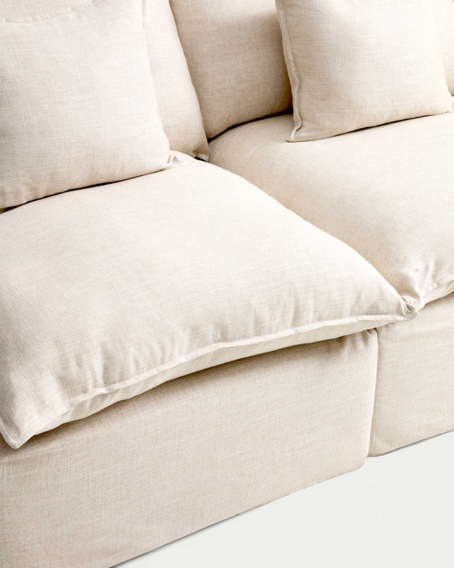 Divano modulare sfoderabile Anarela 2 posti in lino e viscosa beige 180 cm FSC Mix Credit