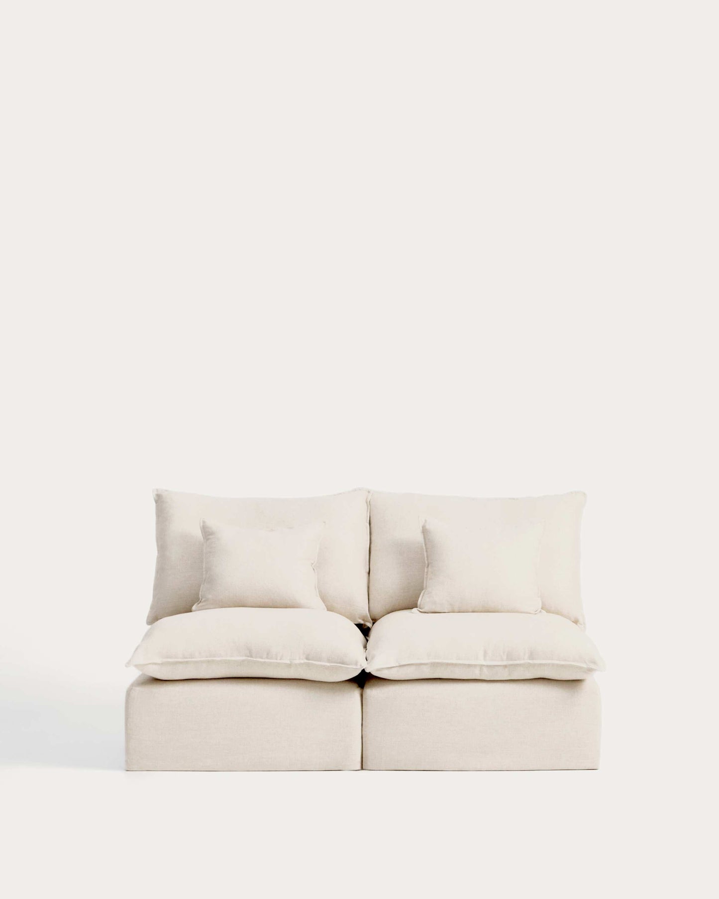Divano modulare sfoderabile Anarela 2 posti in lino e viscosa beige 180 cm FSC Mix Credit